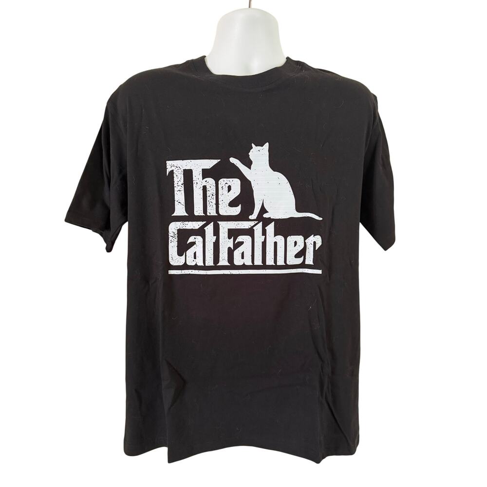 Large Mens Cat T Shirt Short Sleeve Graphic Tee Cat Dad Casual